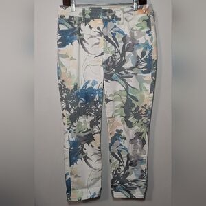 Chico's So Slimming Girlfriend Slim Leg Crop Jeans Floral Print Women's Size 8